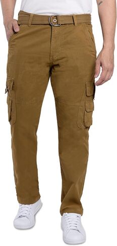 X RAY Mens Cargo Pants, Soft Cotton W/Deep Pockets & Belt Cargo Pants for Men Work and Travel in Saudi Arabia
