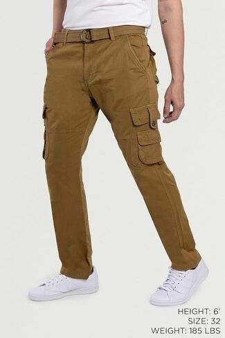 X RAY Mens Cargo Pants, Soft Cotton W/Deep Pockets & Belt Cargo Pants for Men Work and Travel in Saudi Arabia