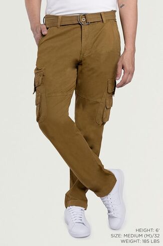 X RAY Mens Cargo Pants, Soft Cotton W/Deep Pockets & Belt Cargo Pants for Men Work and Travel in Saudi Arabia