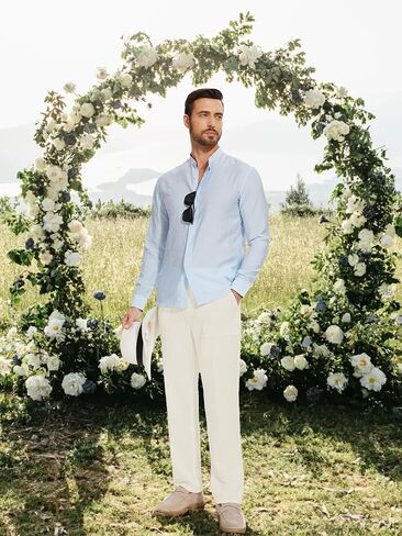 Tall Mens Casual Linen Pants 31/33/35/37 Inseam Summer Beach Slacks Elastic Waist Straight Leg Loose Fit in Saudi Arabia