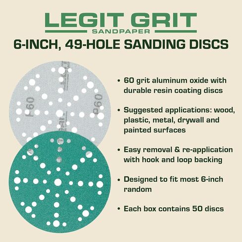 6 inch Sand Paper Disc, 49-Hole, 150 Grit, 50-Pack in Kuwait