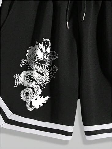 Men's 2 Piece Tracksuit Set Graphic Print Short Sleeve T Shirt and Striped Track Shorts in Saudi Arabia
