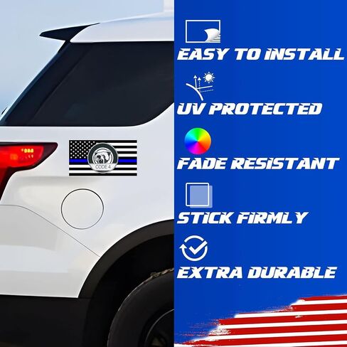 3PCS Thin Blue line Sticker Code 4, Thin Blue Line Skull Decal, Police Support Stickers, American Flag Thin Blue Line Decal, for Cars Trucks Window Laptop in Saudi Arabia