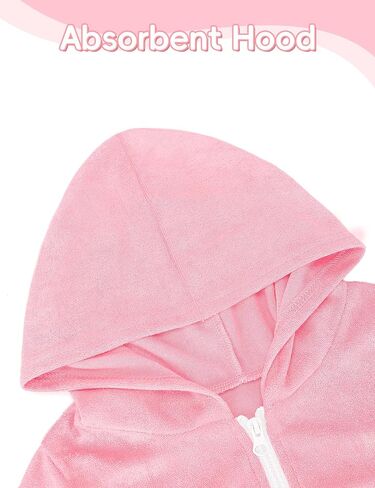 Swim Cover Up Girls Multicolor Short Sleeve Ruffle Bathing Suit Hooded Zip-Up Terry Swimsuit for Toddler Kids in Saudi Arabia