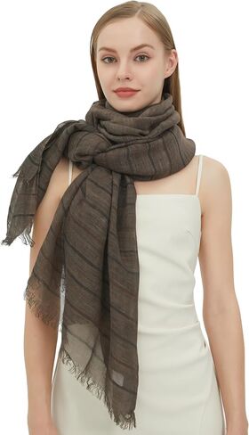 PANTONIGHT Fashion Scarf Wool Stripy Scarf Large Size Vintage Party Shawl for Women Lightweight Scarf in Saudi Arabia