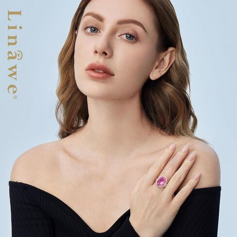 Linawe Birthstone Chunky Adjustable Rings for Women, Gold/Silver/Rose Gold Statement Rings, Imitation Diamond Fake Gemstone Crystal Cocktail Ring, Cubic Zirconia Costume Jewelry in Kuwait