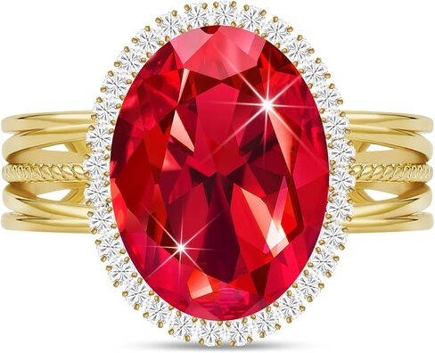 Linawe Birthstone Chunky Adjustable Rings for Women, Gold/Silver/Rose Gold Statement Rings, Imitation Diamond Fake Gemstone Crystal Cocktail Ring, Cubic Zirconia Costume Jewelry in Kuwait