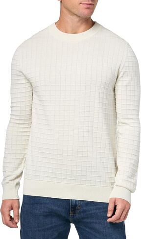 HUGO Men's Grid Pattern Cotton Knit Sweater in Saudi Arabia