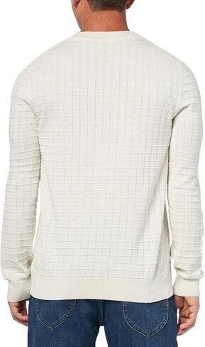 HUGO Men's Grid Pattern Cotton Knit Sweater in Saudi Arabia