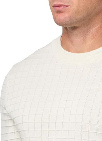 HUGO Men's Grid Pattern Cotton Knit Sweater in Saudi Arabia