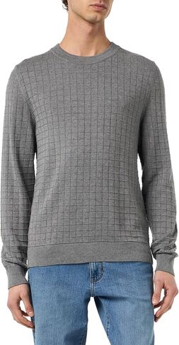 Hugo Men Grid Pattern Cotton Cotton Sweater in Saudi Arabia