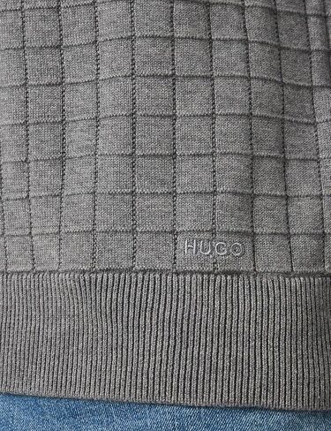 Hugo Men Grid Pattern Cotton Cotton Sweater in Saudi Arabia