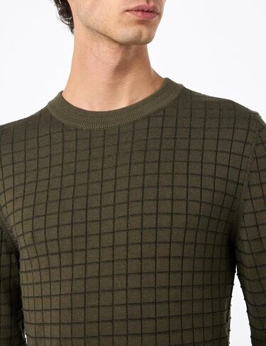 HUGO Men's Grid Pattern Cotton Knit Sweater in Saudi Arabia
