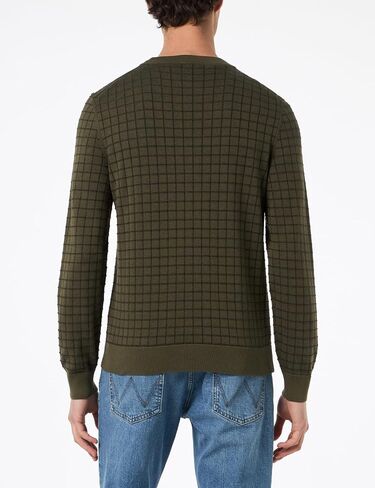 HUGO Men's Grid Pattern Cotton Knit Sweater in Saudi Arabia
