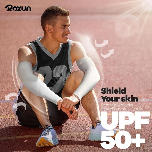 Plus Size Arm Sleeves, UV Sun Protection Cooling Sports Arm Cover Compression for Men/Women in Kuwait