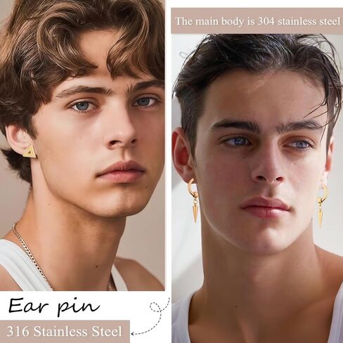 XIANNVXI 20 Pairs Earrings for Men Stainless Steel Small Hoop Earrings Cross Dangle Hypoallergenic Piercing Jewelry for Men Women in Saudi Arabia