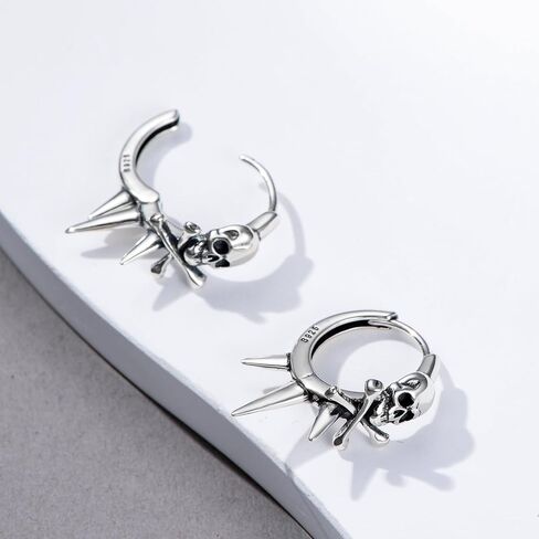 PROESS Spike Hoop Earrings 925 Sterling Silver Dragon/Snake/Skull/Barbed Wire Earrings Birthday Christmas Jewelry Presents for Women Men in Saudi Arabia