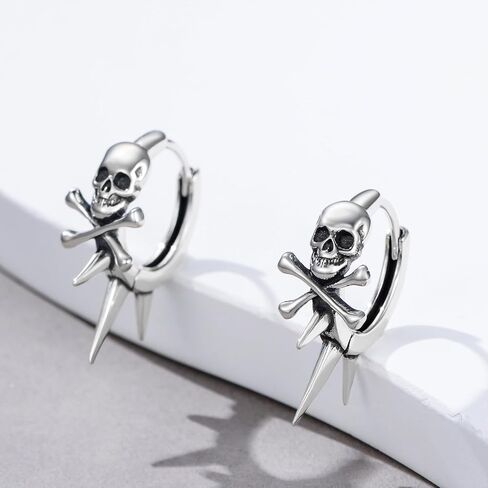 PROESS Spike Hoop Earrings 925 Sterling Silver Dragon/Snake/Skull/Barbed Wire Earrings Birthday Christmas Jewelry Presents for Women Men in Saudi Arabia
