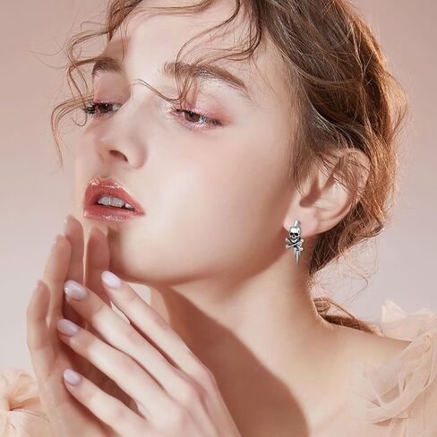 PROESS Spike Hoop Earrings 925 Sterling Silver Dragon/Snake/Skull/Barbed Wire Earrings Birthday Christmas Jewelry Presents for Women Men in Saudi Arabia