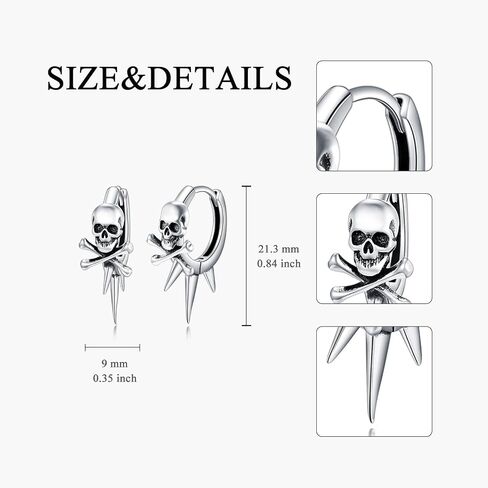 PROESS Spike Hoop Earrings 925 Sterling Silver Dragon/Snake/Skull/Barbed Wire Earrings Birthday Christmas Jewelry Presents for Women Men in Saudi Arabia