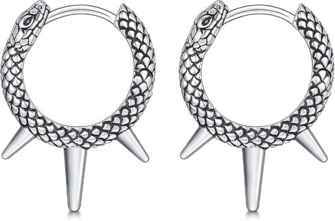 PROESS Spike Hoop Earrings 925 Sterling Silver Dragon/Snake/Skull/Barbed Wire Earrings Birthday Christmas Jewelry Presents for Women Men in Saudi Arabia