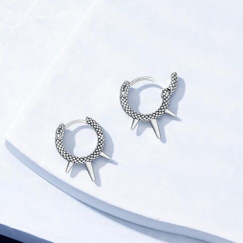 PROESS Spike Hoop Earrings 925 Sterling Silver Dragon/Snake/Skull/Barbed Wire Earrings Birthday Christmas Jewelry Presents for Women Men in Saudi Arabia