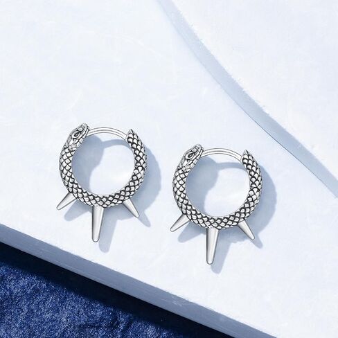 PROESS Spike Hoop Earrings 925 Sterling Silver Dragon/Snake/Skull/Barbed Wire Earrings Birthday Christmas Jewelry Presents for Women Men in Saudi Arabia