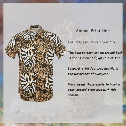 Men's Leopard Printed Disco Shirts Short Sleeve Button Down Casual Shirt in Saudi Arabia
