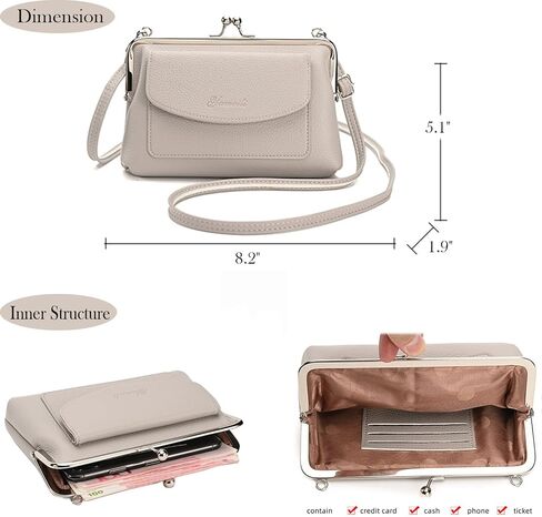 Women Small Shoulder Crossbody Bag Kiss Lock Fashion Designer Phone Purse in Kuwait