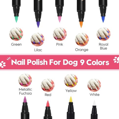 MSDADA Dog Nail Polish Pens Quick Dry - 12 Colors Pet Nail Polish Set for Dogs, Dog Safe & Odorless Nail Polish, Easy DIY Dog Nail Art Kit - Stylish Girl Dog Accessories for Puppy, Large Dogs in Kuwait