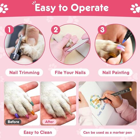 MSDADA Dog Nail Polish Pens Quick Dry - 12 Colors Pet Nail Polish Set for Dogs, Dog Safe & Odorless Nail Polish, Easy DIY Dog Nail Art Kit - Stylish Girl Dog Accessories for Puppy, Large Dogs in Kuwait