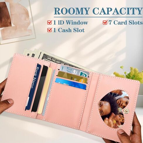 Wallet for Girls Women,Girls Wallets for Kids 8-10,Trifold Leather Teen Girl Wallet Organizer,Cute Front Pocket Wallets with 7 Card Slots & Heart ID Window,Birthday Gifts for Mom Sister Initial K in Saudi Arabia