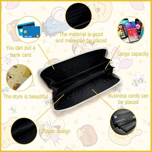 Winnie Wallet for Women, Winnie Birthday Decorations, Cute Cash Clutch Long Billfold with Zipper Coin Pocket Ladies Girls, Modern Design in Kuwait