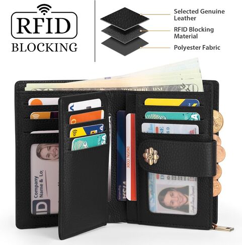 محفظة صغيرة للنساء RFID حظر الجلود الجلدية TRIFOLD COMPACT CAMPACT WARTES LOSTELS LISTLET مع نافذة معرف الجيب عملة معدنية in Saudi Arabia