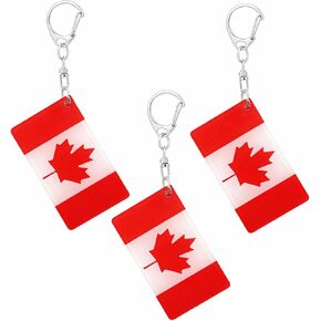 Canada Flag Keychain - Double Sided Acrylic D Shape Chains Canadian Flags Key Chains Men and Women Style Car Key chain Gifts Decoration (3 Pcs)