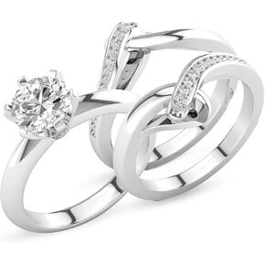 مجموعة خاتم الزواج للنساء مجموعة خاتم الزفاف 1 قيراط مركز خاتم الخطوبة Moissanite