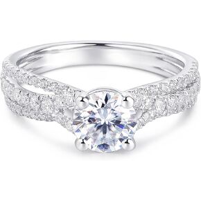 Moissanite Engagement Rings, 1 Carat Round Cut Moissanite Rings, Women's Engagement Rings