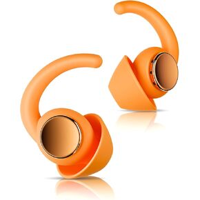 Reusable Silicone Ear Plugs for Sleeping, 30dB SNR, Noise Cancelling for Sleep, Concerts, Travel, Work, Study, 2 Pairs(Orange)