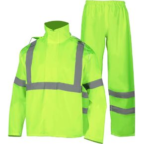 FONIRRA Hi Vis Safety Rainsuit for Men Waterproof Yellow Reflective Class 3 Rain Jacket Gear Pants(2XL/3XL)