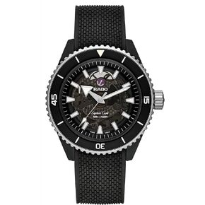 Rado Captain Cook High-Tech Ceramic Black, Rubber Bracelet R32127156