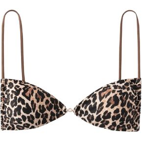 SOLY HUX Women's Bikini Top Leopard Print Swim Tops Spaghetti Strap Tie Back Beach Bathing Suit Top