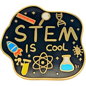 Enamel Pin,STEM IS Cool Science lapel Pin,Technology Engineering Mathematics Badge Educational Brooch Gift for Teens Students Teacher Friends Academic Jewelry Novelty Collection DIY Decor