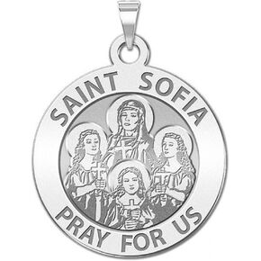 PicturesOnGold.com Saint Sofia W/(Hope Faith and Charity) Religious Medal - 2/3 Inch Size of Dime, Sterling Silver
