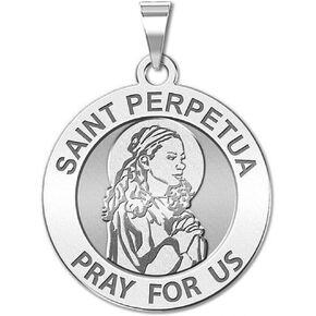 PicturesOnGold.com Saint Perpetua Religious Medal - 2/3 Inch Size of a Dime Sterling Silver Pendant - Protection Jewelry Christian Gifts for Men & Women