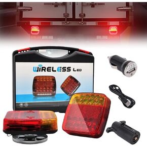 Wireless Trailer Lights Magnetic, Waterproof Magnetic Wireless Tail Lights for Trailer With 100ft Range, Rechargeable LED Tail Tow Lights for Truck RV Camper Boat Caravan (1 SET)