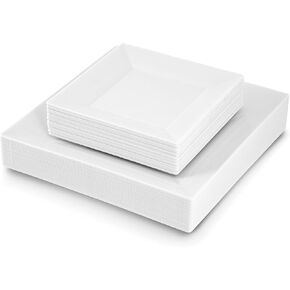 60-Piece Plastic Plates Set Premium 30 Dinner Plates & 30 Salad Plates Pack, Disposable Plates for Party - White Plastic Wedding Plates with Silver Rim in Saudi Arabia