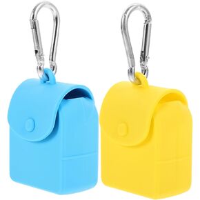 2pcs Mini Backpack Keychain, Silicone Coin Purses Key Storage Bag with Hanging Hook, Earphone Holder, Assorted Colors (Yellow, Blue), * 1.57 * 1.18inch