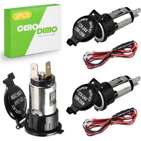 2 - Pack 12V Cigarette Lighter Socket, 12V Cigarette Lighter Socket with Waterproof Cover Extension Cable, Applies for Car, Truck, RV, Boat, Motorcycle