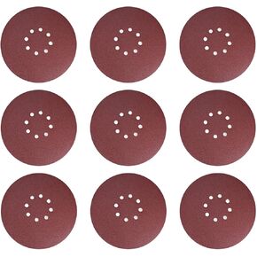 Utoolmart 10Pcs 9 Inch 8 Hole Hook and Loop Sanding Disc 400Grit Flocking Sandpaper Random Orbital Sander Paper