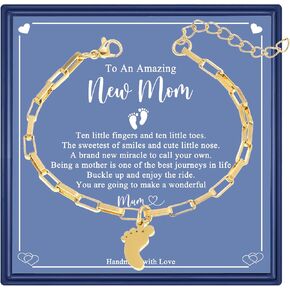 New Mom Bracelets for Women 14K Gold Plated Stainless Steel New Mom Bracelet First Time Mom Gifts Mama to Be Bracelet New Mom Gifts New Mom Jewelry Mothers Day Christmas Birthday Gifts